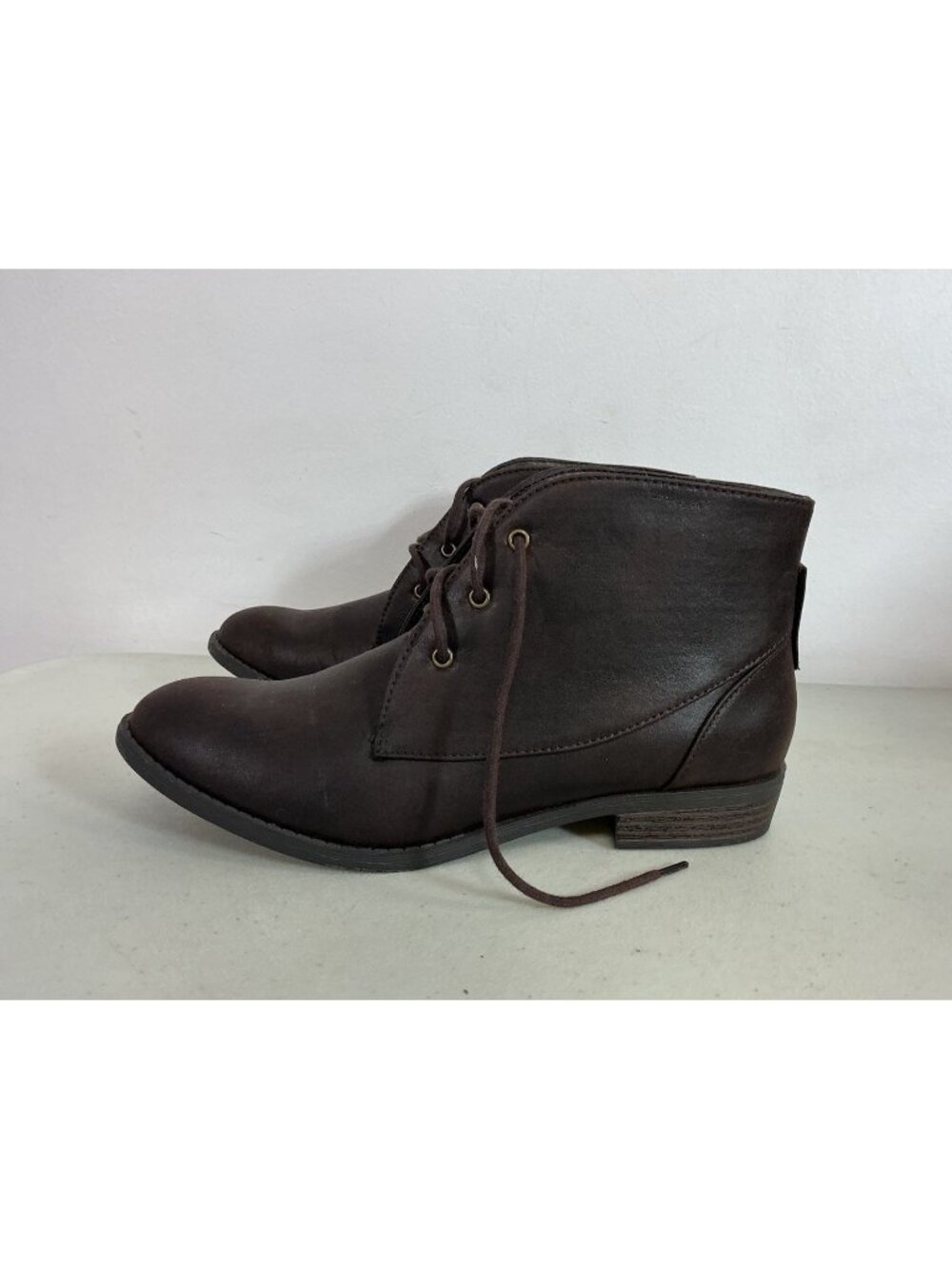 Brown Ankle Boots Y2K Grunge Bootie Lace Up Women's 8